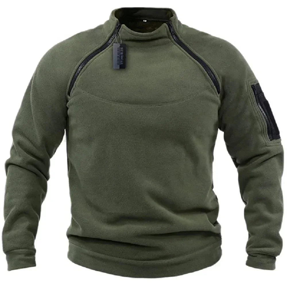VALEWARD Sentry Tactical Fleece Pullover in Ranger Green, front studio view.