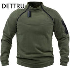 VALEWARD Sentry Tactical Fleece Pullover in Tactical Black, front view showing the offset diagonal zip and stand collar.