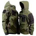 VALEWARD Drover Tactical Fleece Jacket in Ranger Green Two-Tone, front and rear view comparison