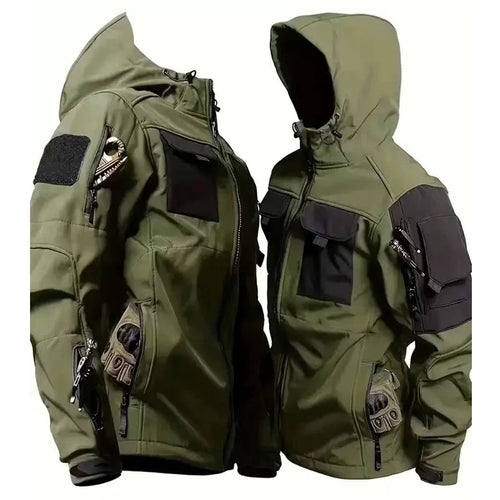 VALEWARD Drover Tactical Fleece Jacket in Ranger Green Two-Tone, front and rear view comparison