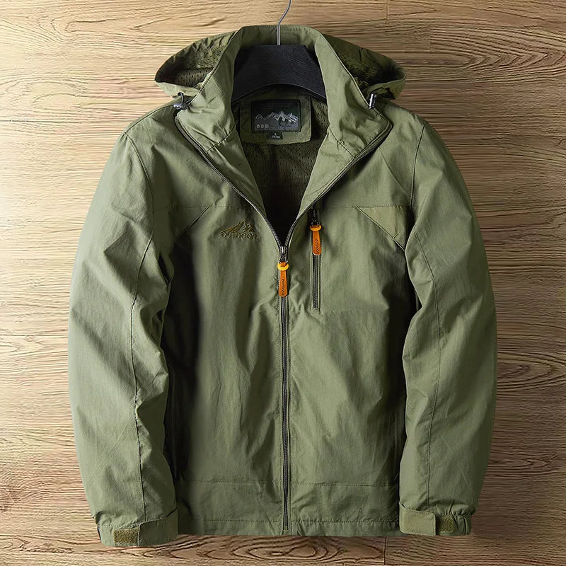 VALEWARD Waypoint Lightweight Shell in Ranger Green, showing the chest zip pocket