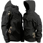 VALEWARD Drover Tactical Fleece Jacket in Tactical Black, front and rear view comparison
