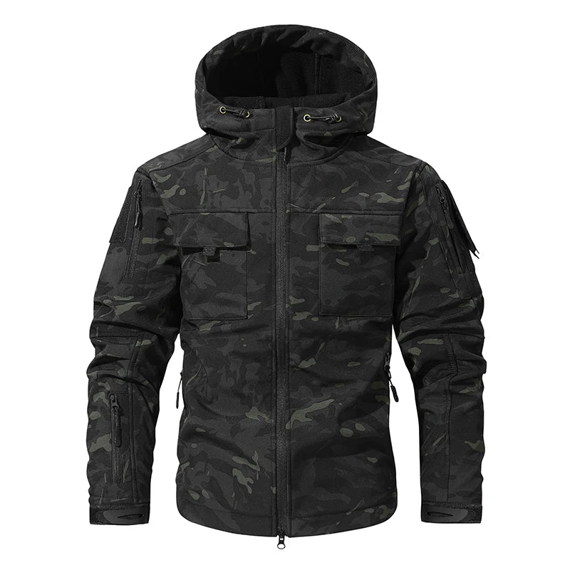 VALEWARD Bracken Camouflage Softshell in Black Camouflage, front view