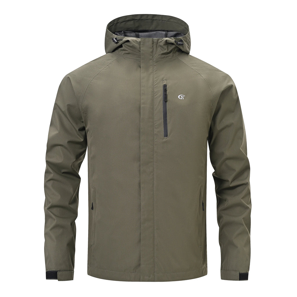 VALEWARD Voyager Packable Rain Shell in Ranger Green, showing the chest zip pocket