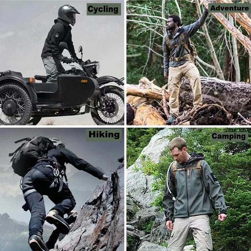 Lifestyle collage showing the Bastion worn while cycling, hiking, camping and on an outdoor adventure.