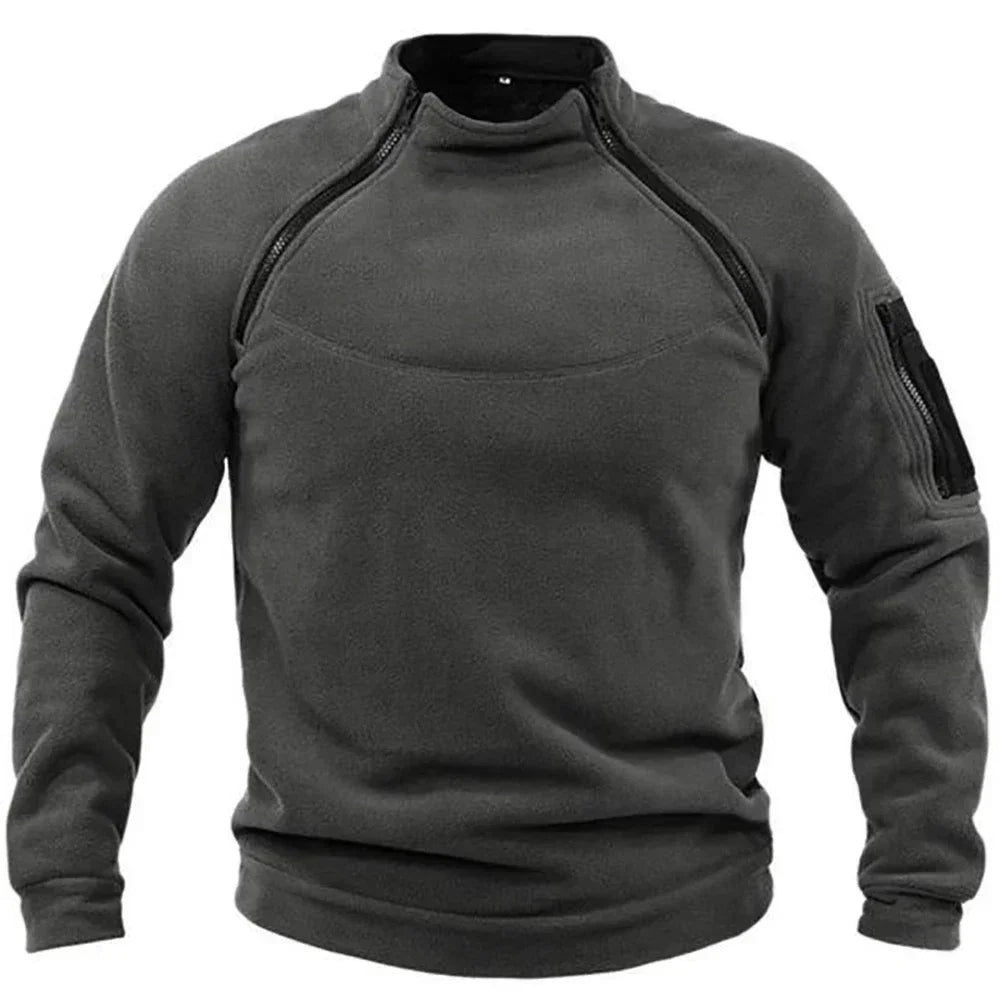 VALEWARD Sentry Tactical Fleece Pullover in Gunmetal Grey, front studio view.